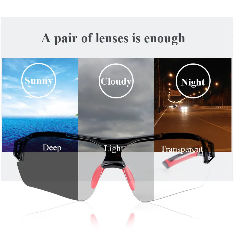 COMAXSUN Professional Photochromic Polarized Cycling Glasses Bike Goggles MTB Sports Bicycle Sunglasses Myopia Frame UV 400 - Bike X Parts