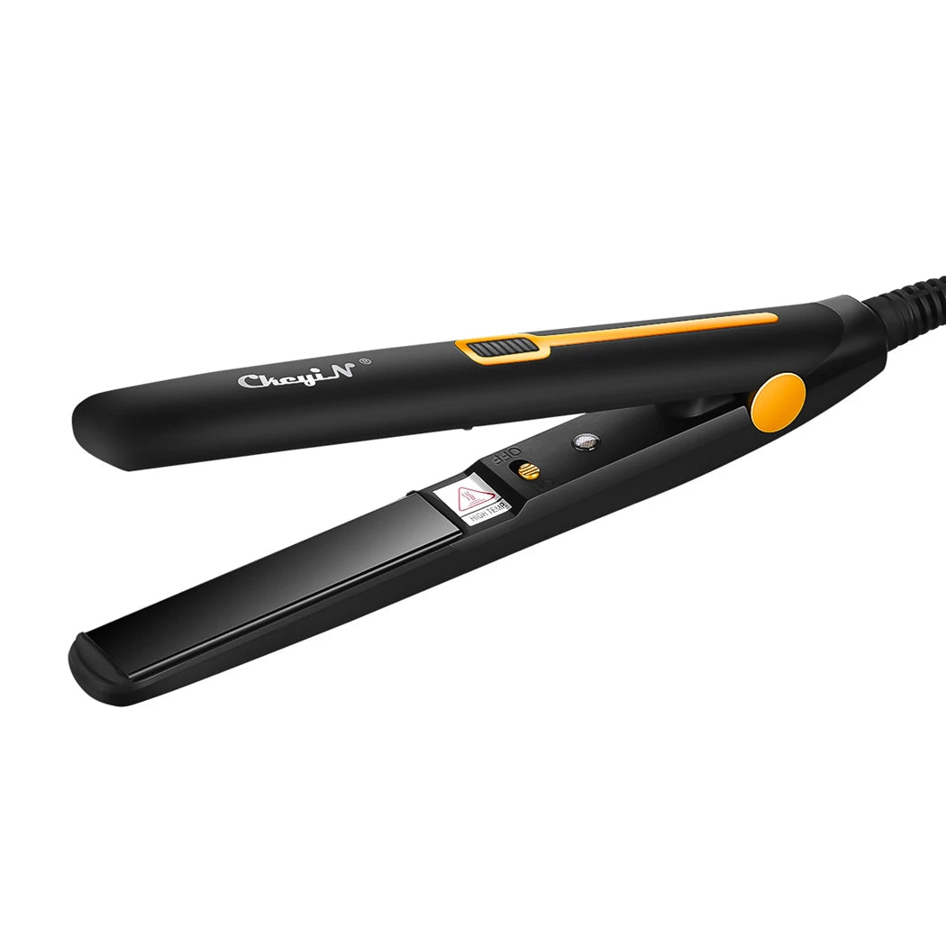 CkeyiN Mini Hair Flat Iron 2 in 1 Hair Straightener and Curler Portable Straightening Iron Constant Temperature